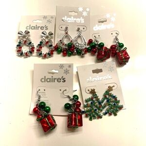 Claire's Holiday 5 Earring Set! Bright, Shiny & Festive! $50 Value NWT